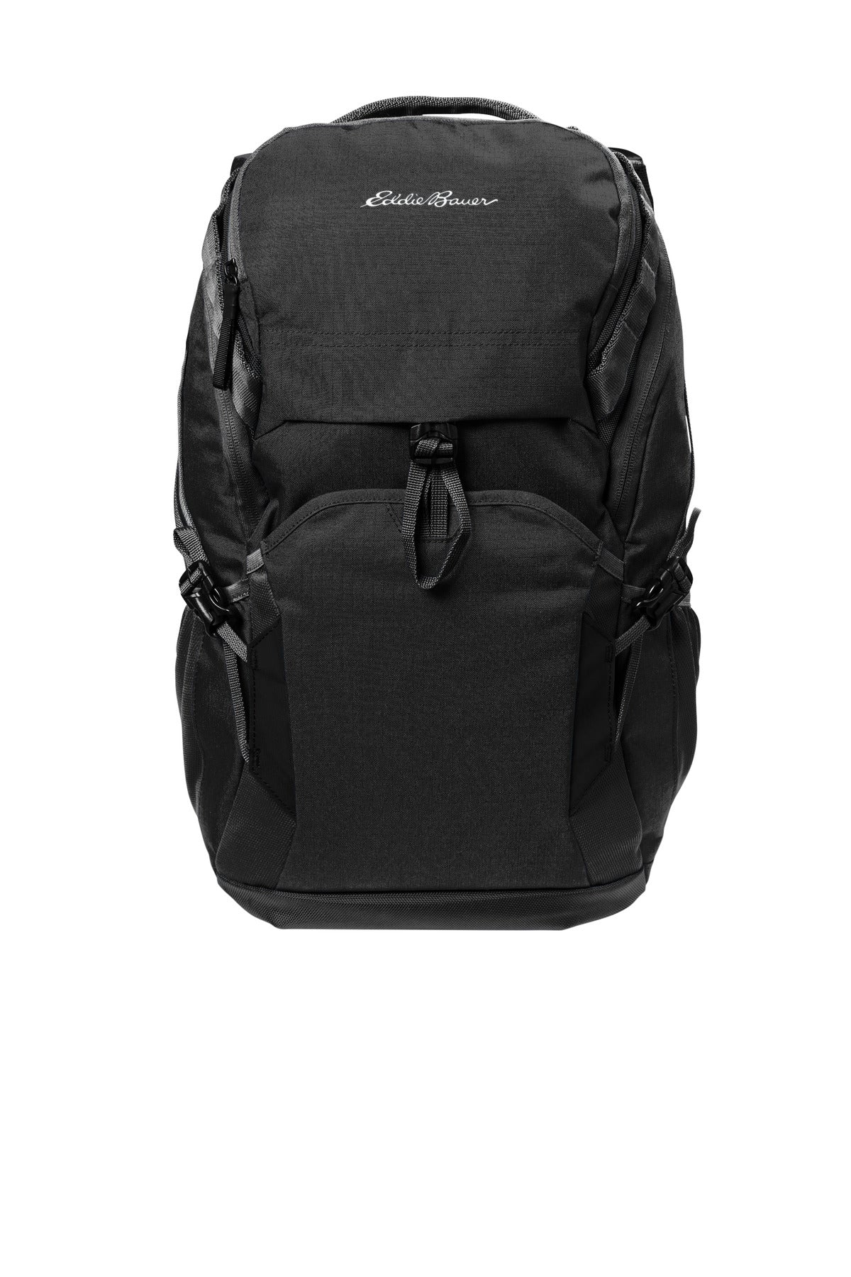 Front View of Black Eddie Bauer Tour Backpack EB915