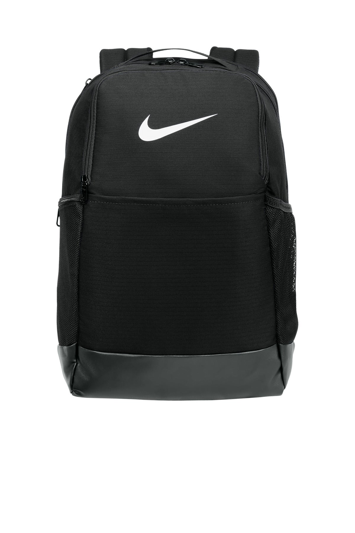 Front View of Black Nike Brasilia Medium Backpack NKDH7709