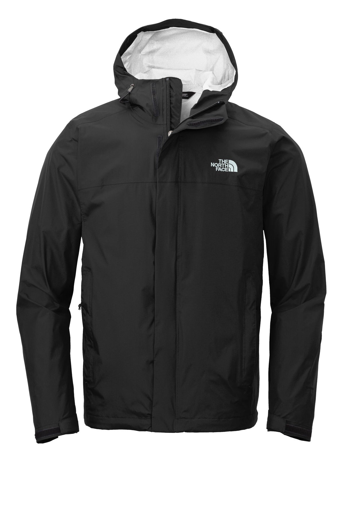 Front View of TNF Black The North Face DryVent Rain Jacket. NF0A3LH4