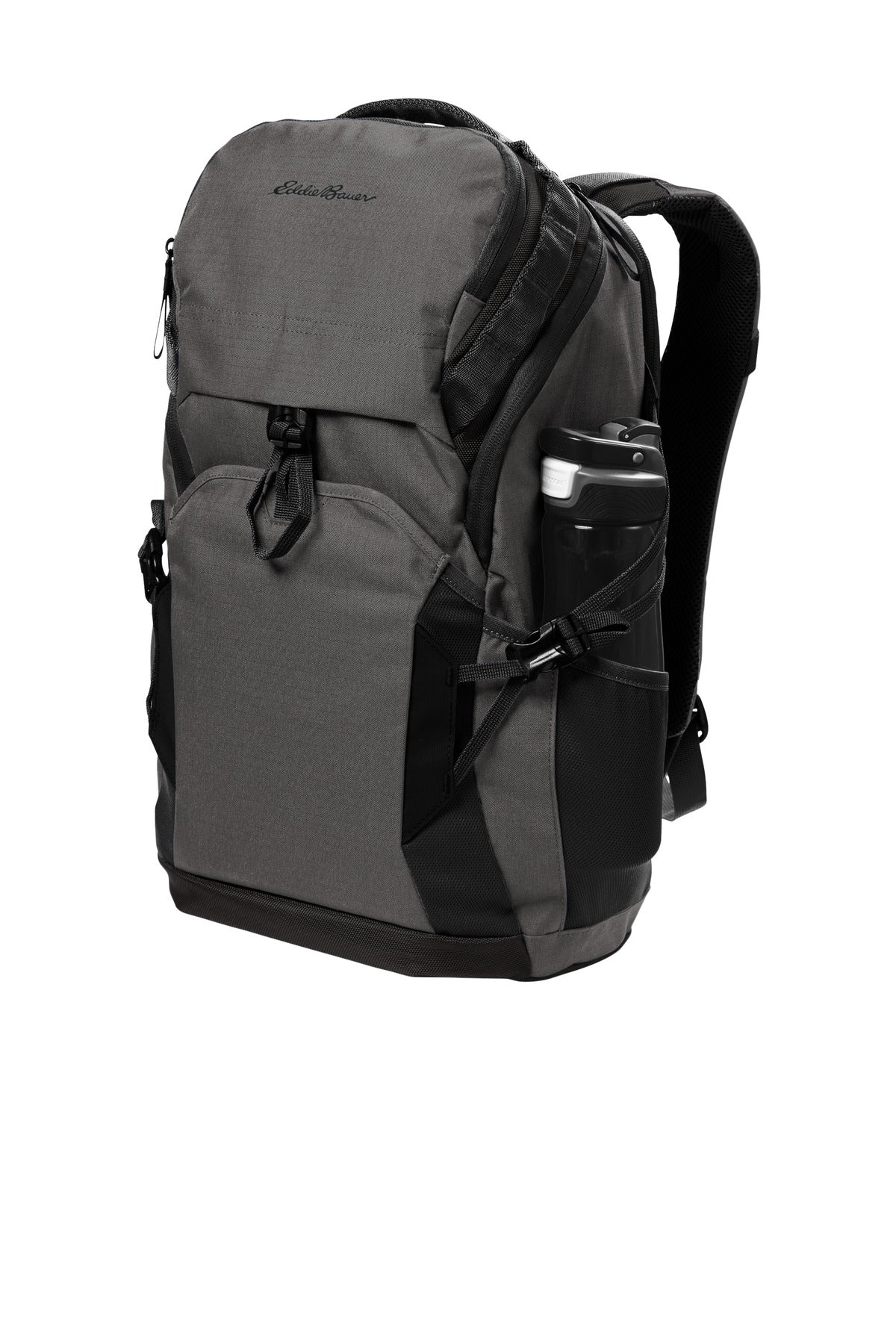 Left View of GStHtr/Blk Eddie Bauer Tour Backpack EB915