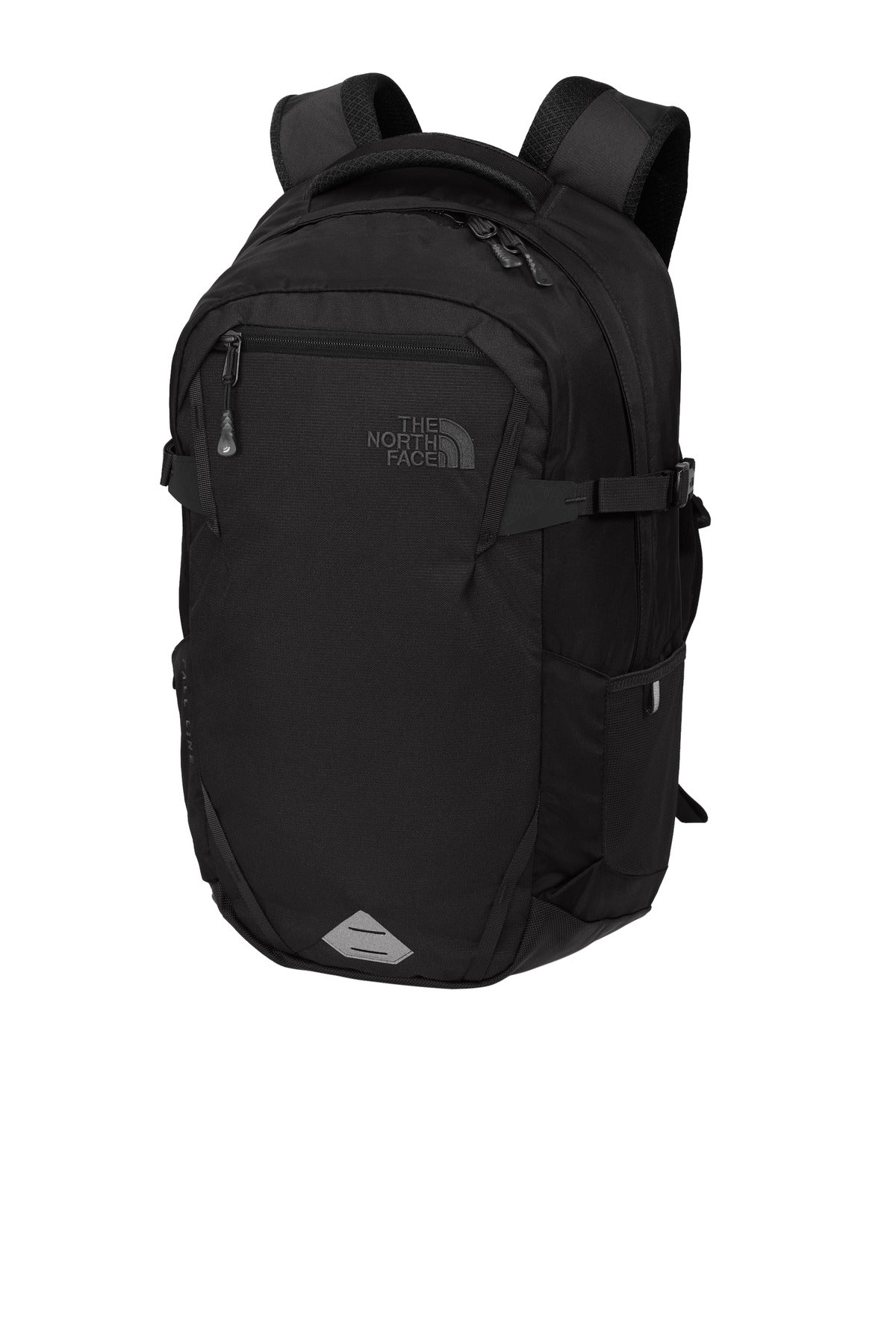 Left View of TNF Black Hthr The North Face Fall Line Backpack. NF0A3KX7