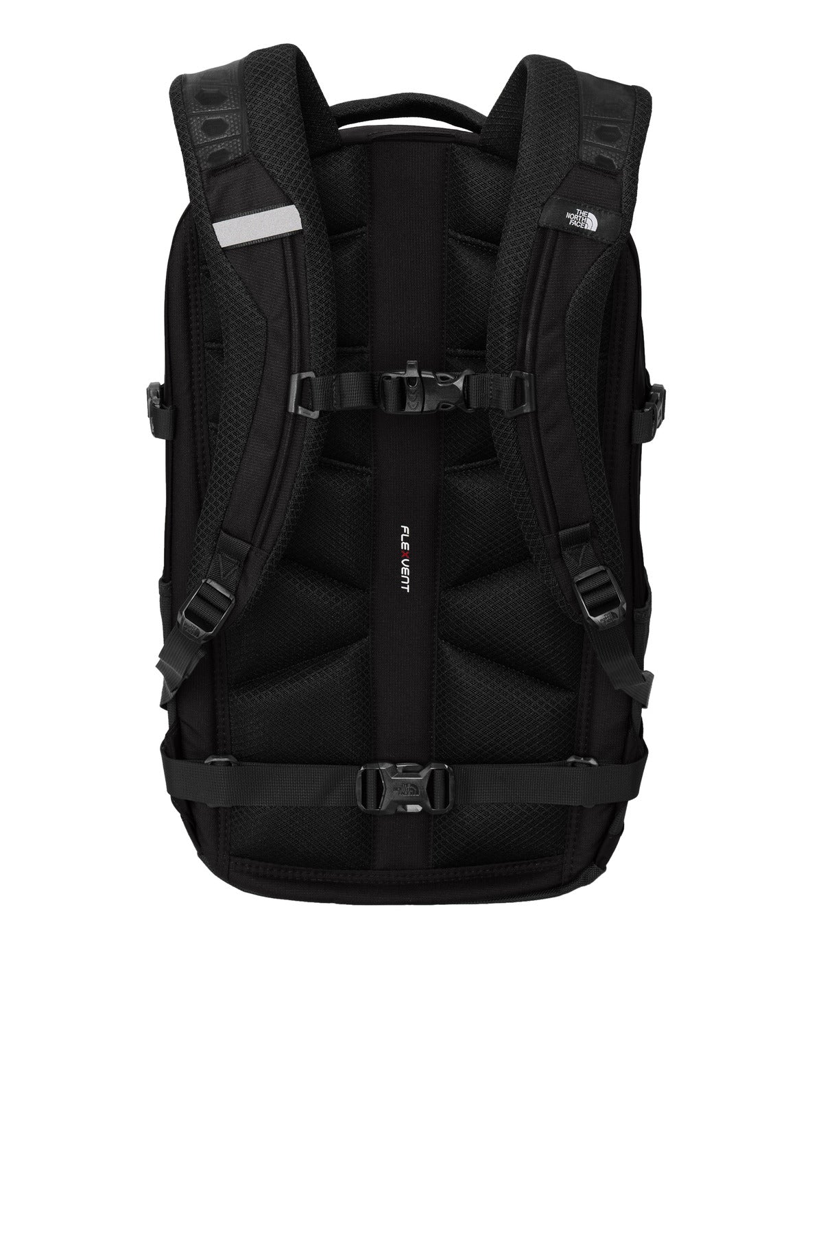 Rear View of TNF Black The North Face Fall Line Backpack. NF0A3KX7