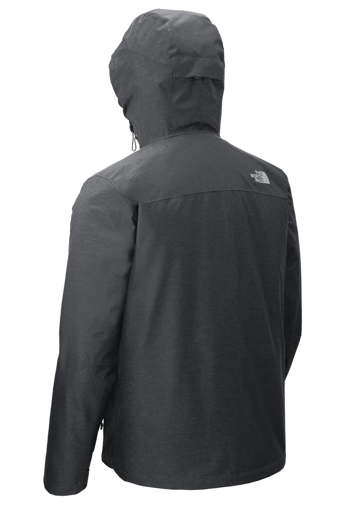 Rear View of TNF Dk Grey He The North Face DryVent Rain Jacket. NF0A3LH4