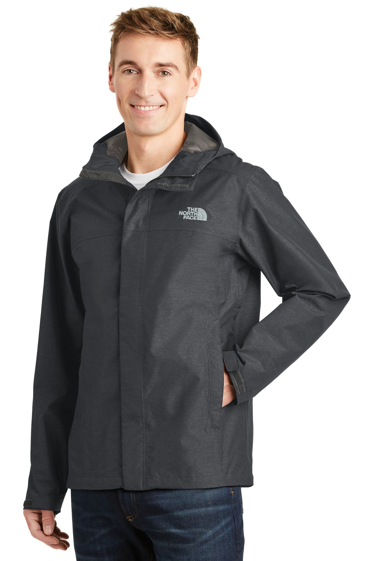 TNF Dk Grey He The North Face DryVent Rain Jacket. NF0A3LH4